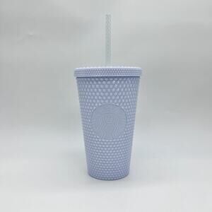 Starbucks Tumbler White Studded Cold Drink Cup Mint Green Interior 16 oz Coffee